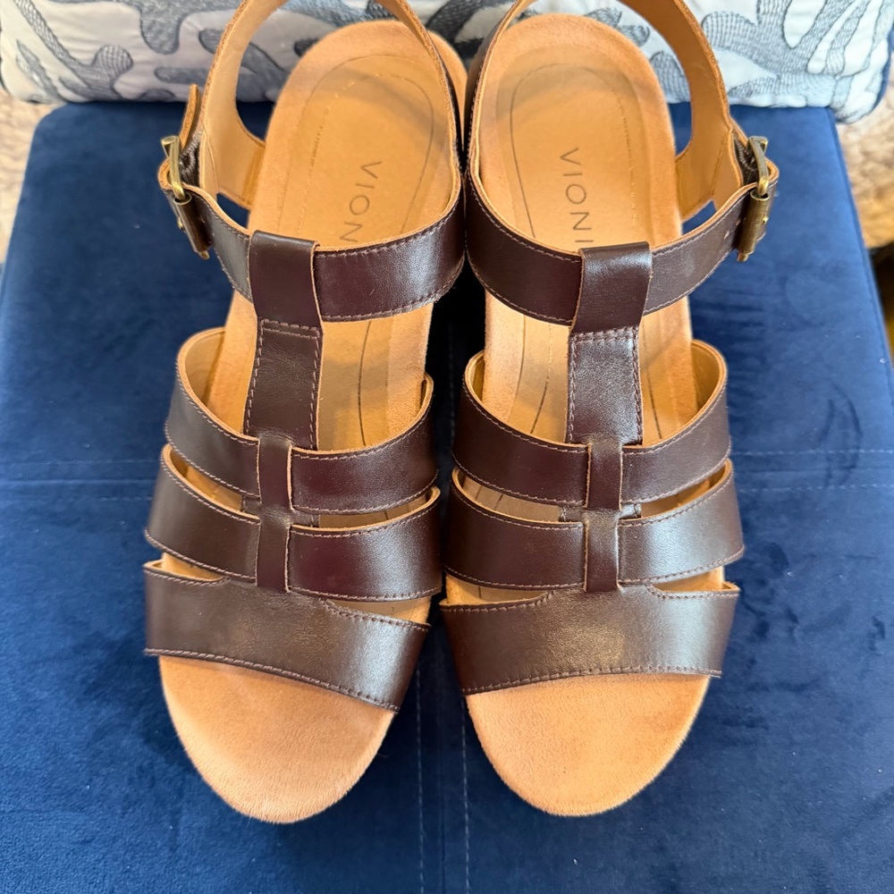 Vionic Dark Brown Wedge Sandals - Picture 2 of 7